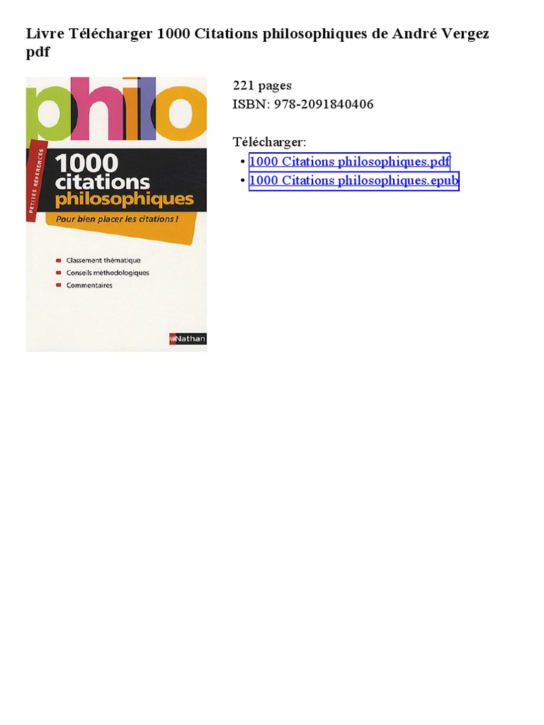 1000 Citations Philosophiques Pdf