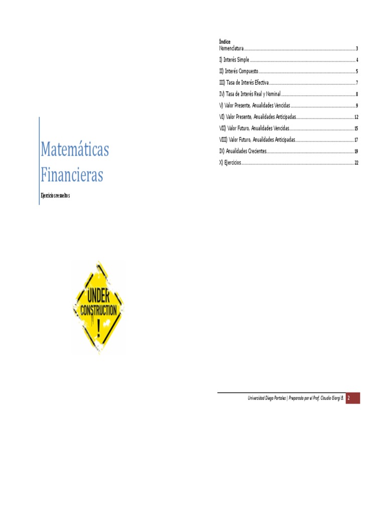 Ejercicios de Matemáticas Financieras | PDF | Interés | Tasas de interés