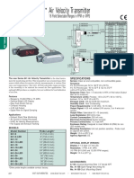 Air Velocity Transmitter: 16 Field Selectable Ranges in FPM or MPS