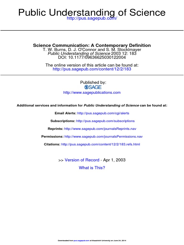 Science Communication A Contemporary Definition | PDF | Science ...