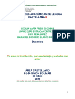 8 ACTIVIDADES ACADÉMICAS DE LENGUA CASTELLANA 8 Grado 1 Periodo