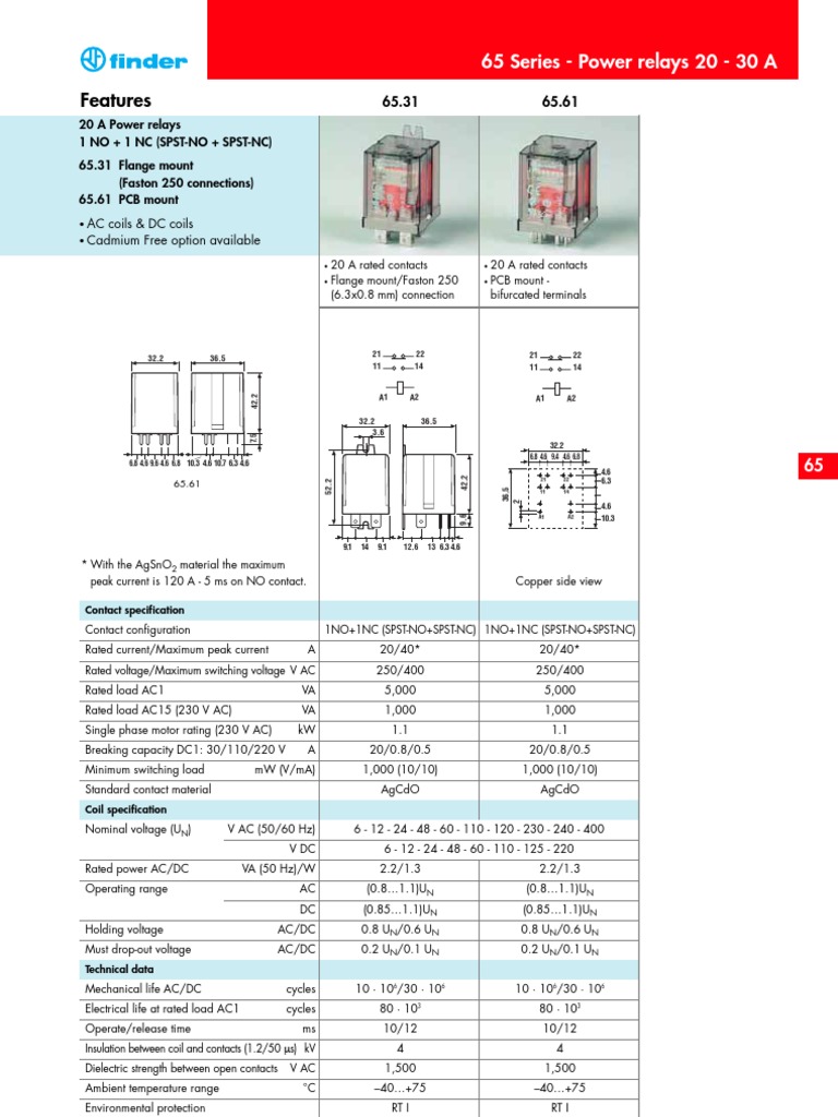 12 Volt d.c Relay Data Sheet | Relay | Switch