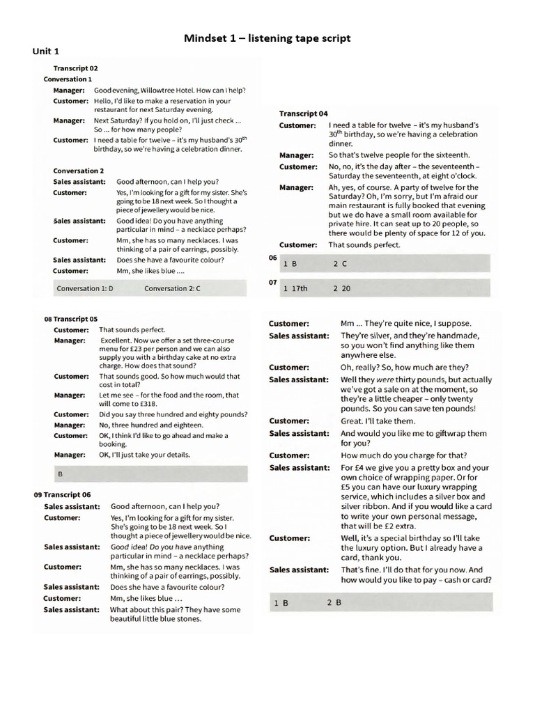Mindset 1 Lis Script | PDF | Camera
