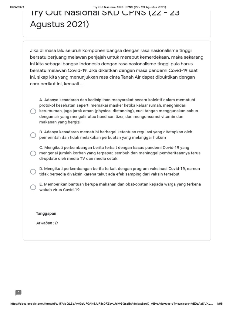 Try out nasional skd cpns 22 23 agustus 2021 pdf