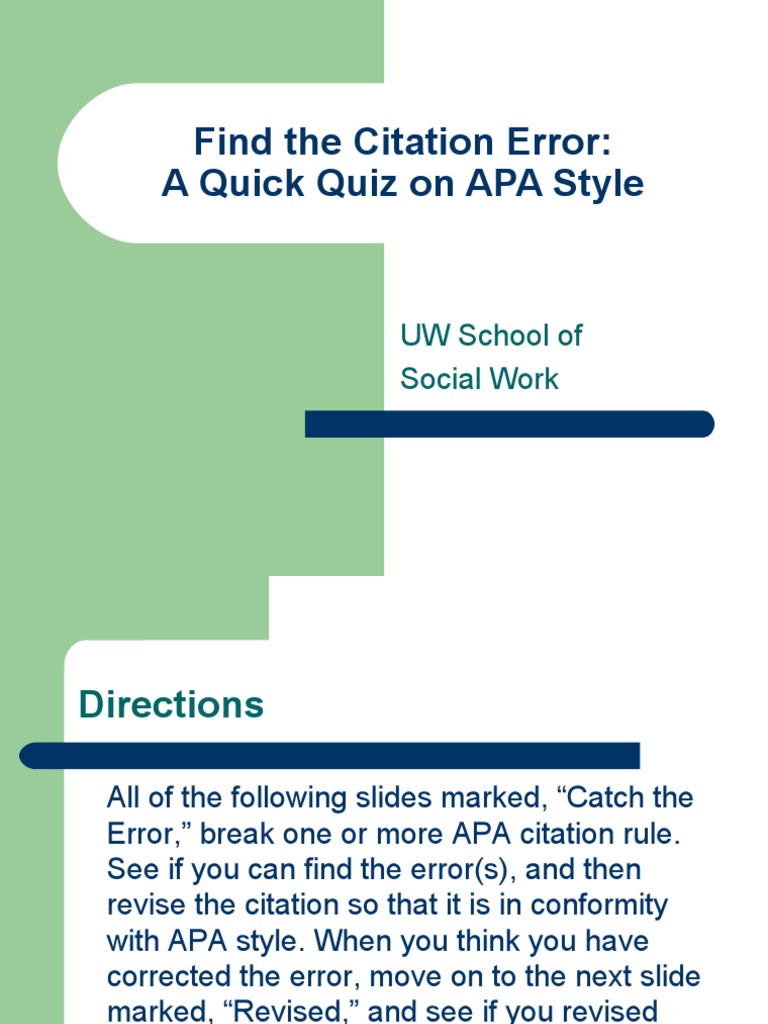 APA Format Find the Citation Error