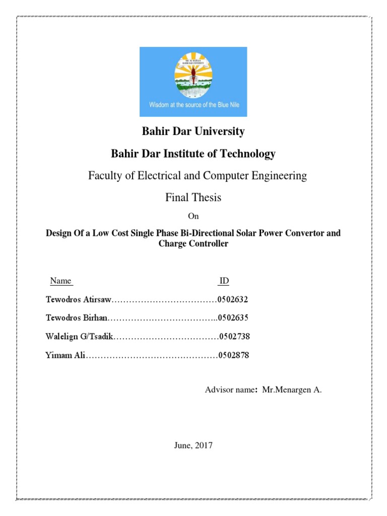 Bahir Dar University Bahir Dar Institute of Technology: Faculty of ...