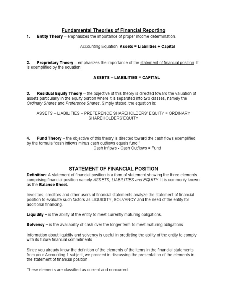 Understanding the Statement of Financial Position | PDF | Balance Sheet ...