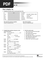 Worksheet 8: Past Simple: Be