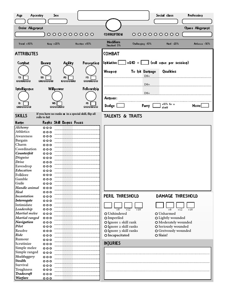 Simplified RPG Character Sheet Guide | PDF | Role Playing Games