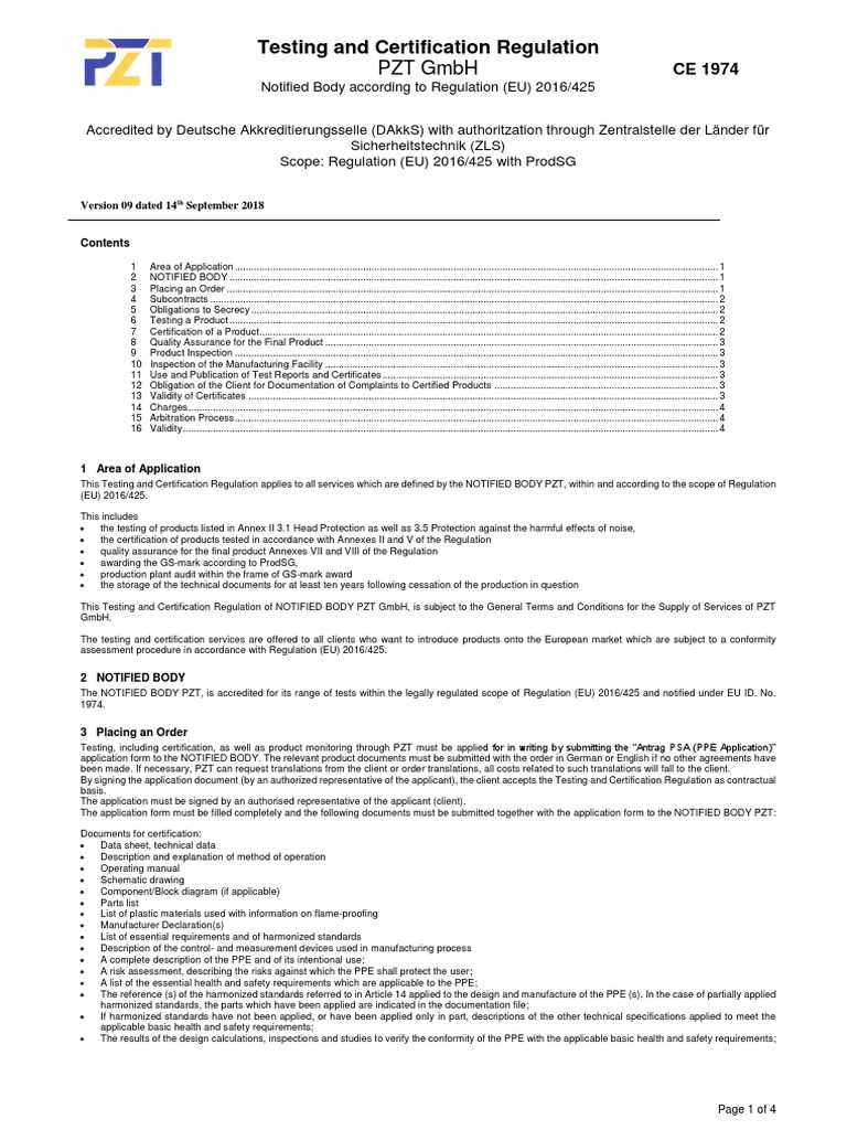 PZT GMBH Testing and Certification Regulation PDF Personal