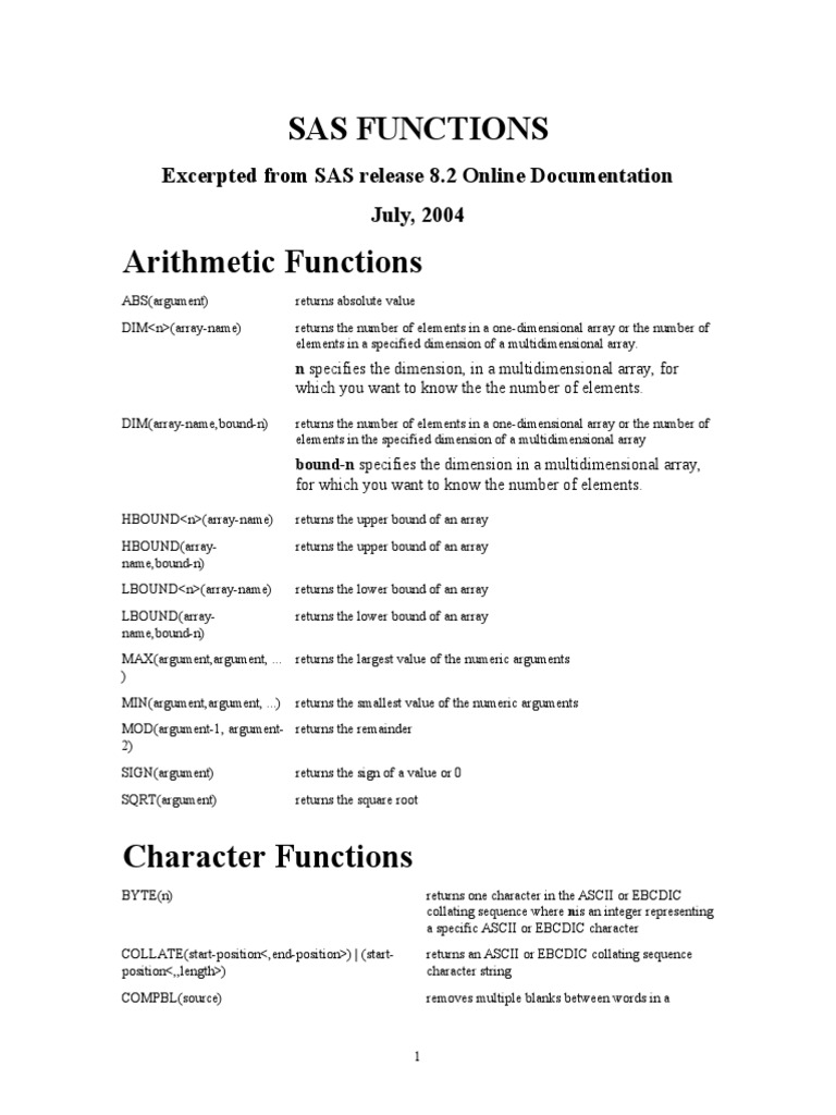 SAS_Functions | Trigonometric Functions | Probability Distribution