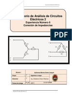 Laboratorio de Análisis de Circuitos Eléctricos 2: Experiencia Número 6 Conexión de Impedancias