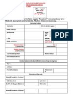 Employee Questionnaire Form