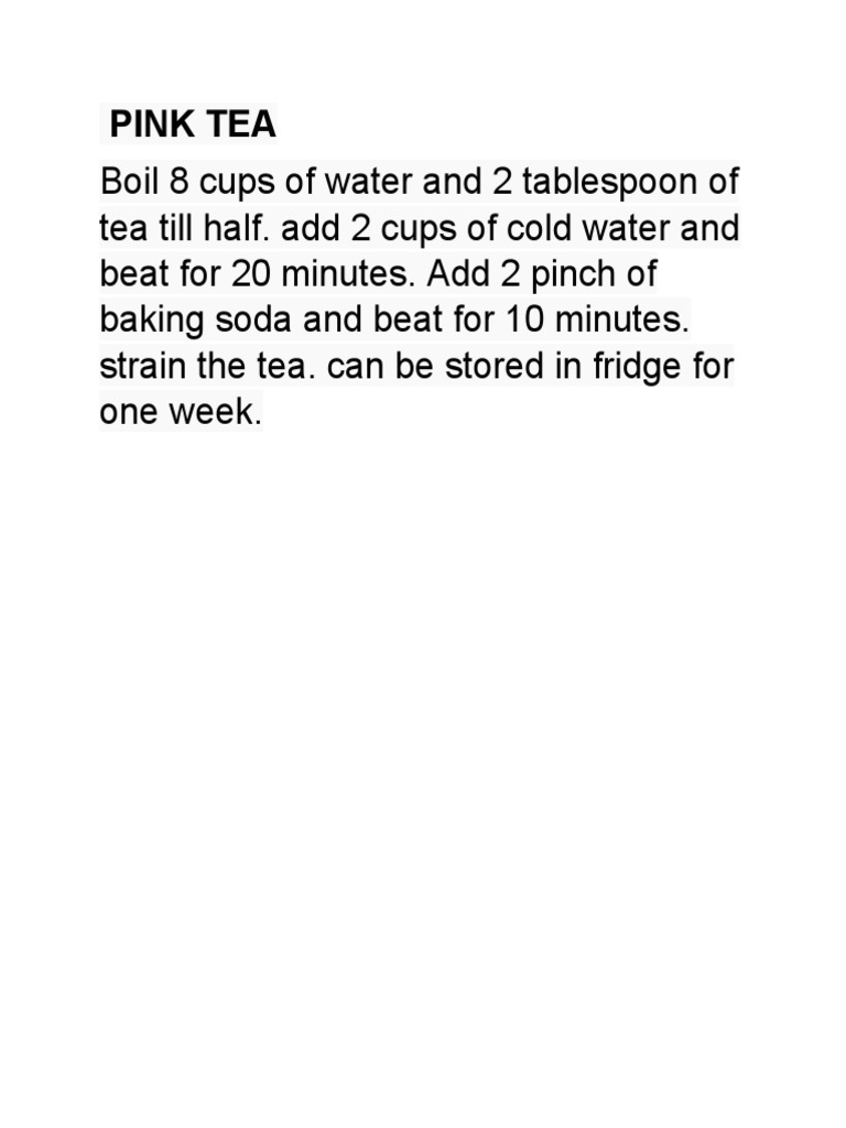 A Refreshing Pink Tea A Simple Recipe Yielding a Lightly Sweetened