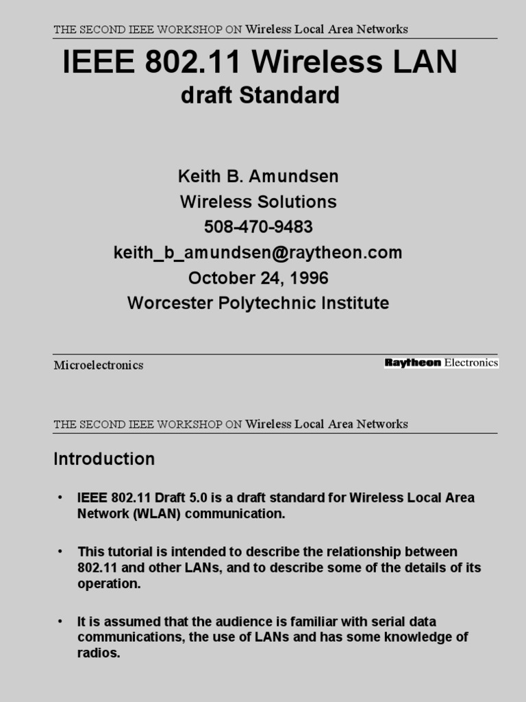IEEE 802.11 Wireless LAN: Draft Standard | PDF | Wireless Lan | Ieee 802.11