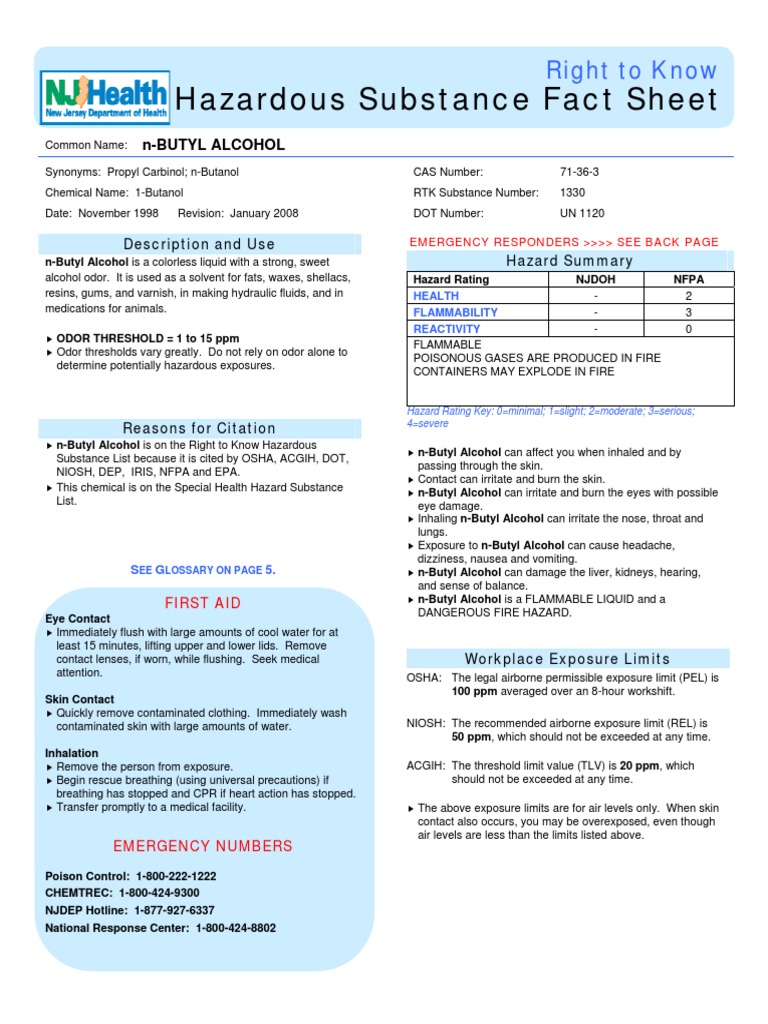 Hazardous Substance Fact Sheet Right To Know PDF Personal