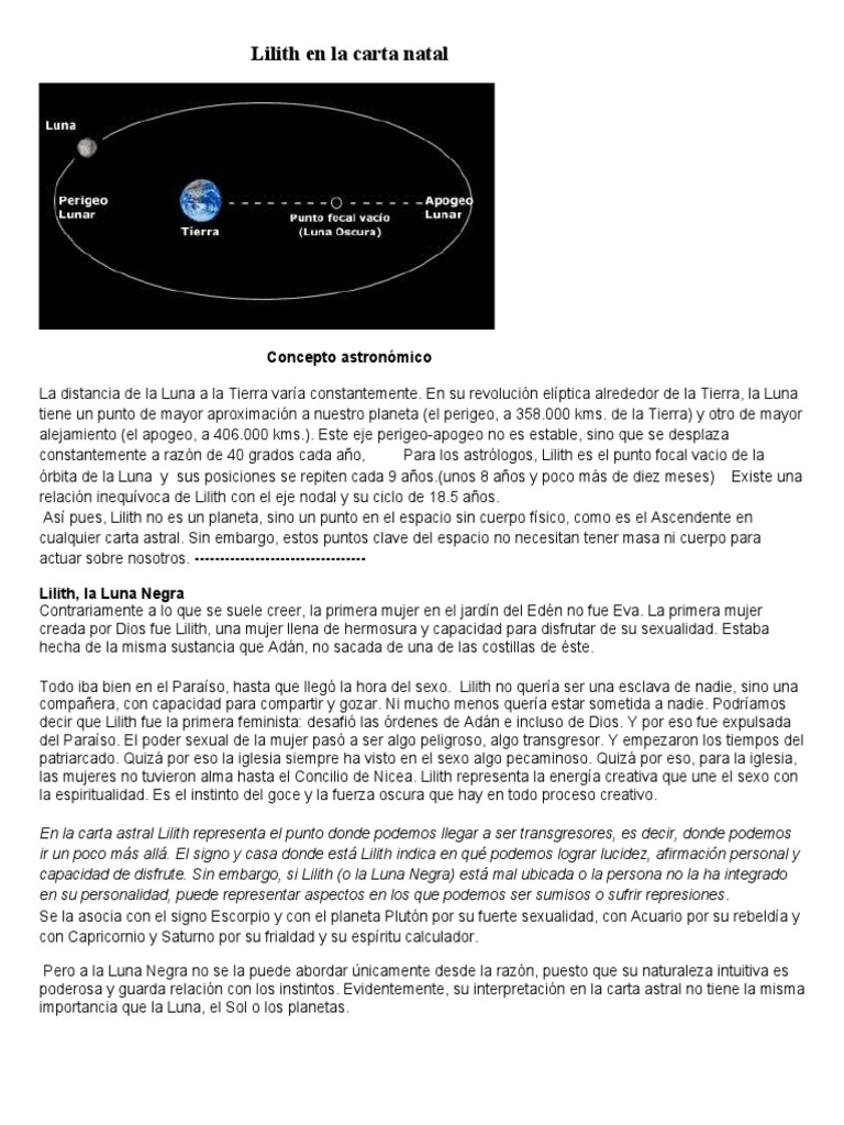 Lilith en La Carta Natal | PDF | Horóscopo | Luna