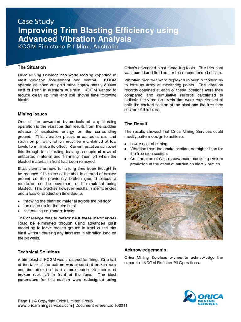 Case Study Improving Trim Blasting Efficiency Using Advanced