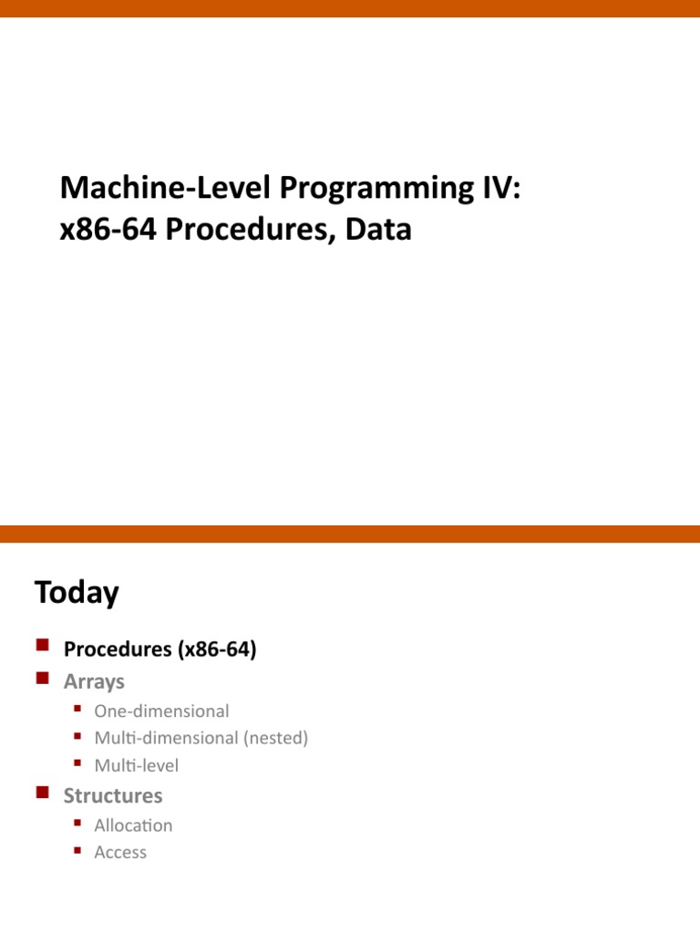 Machine-Level Programming IV: x86-64 Procedures, Data | PDF | Array ...