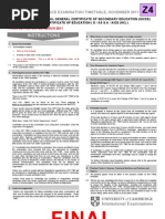 Download Zone 4 Final Cambridge IGCSE GCE November 2011 Timetable by keyur25 SN52750211 doc pdf