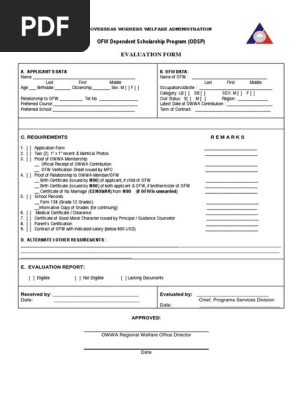 ODSP APPLICATION FORM (Incoming 1st Year and Continuing Students)