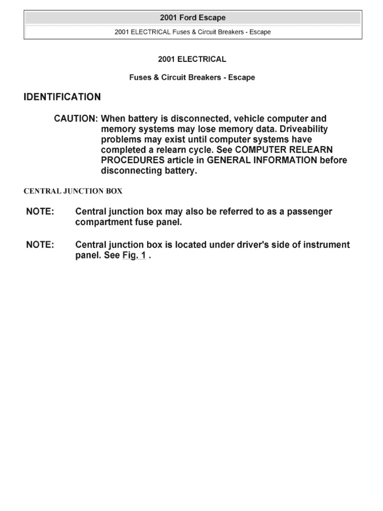 2001 Fuses Ford Escape | PDF