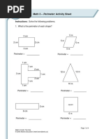 Math 3 - Perimeter: Activity Sheet: Instructions: Solve The Following Problems