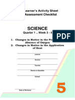 Science: Learner's Activity Sheet Assessment Checklist