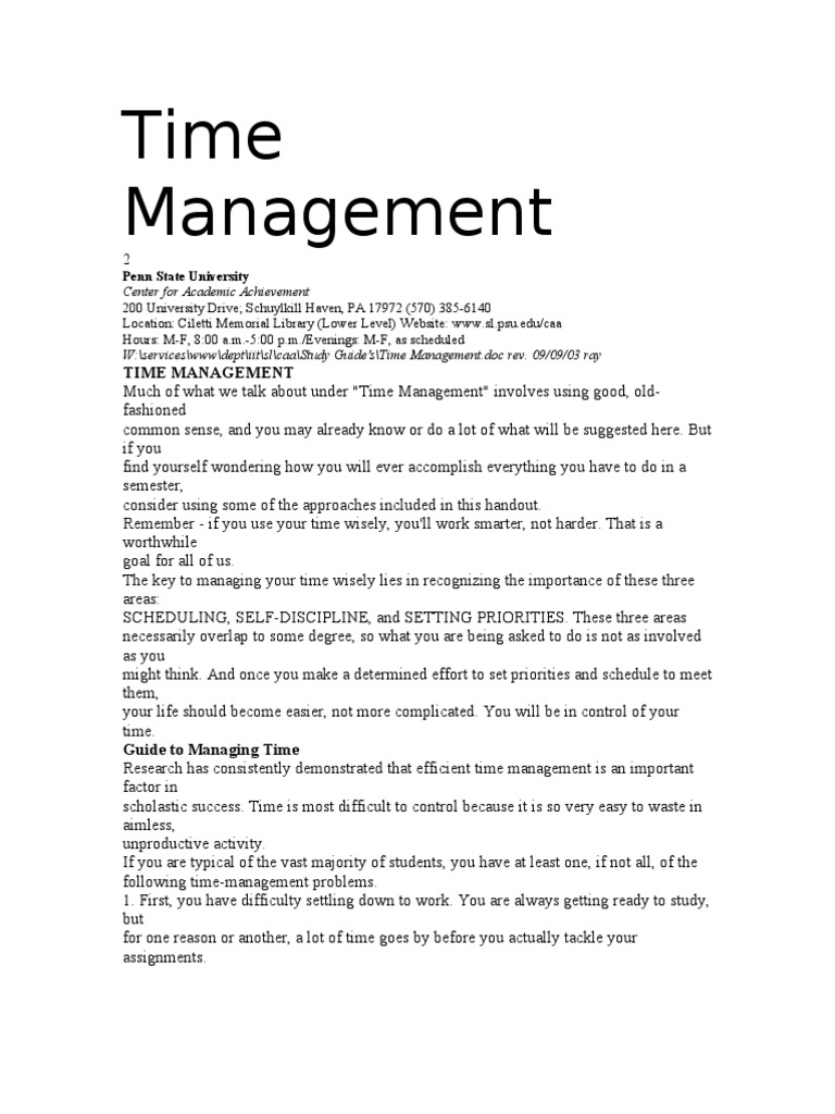 Effective Time Management Strategies | PDF | Time | Time Management