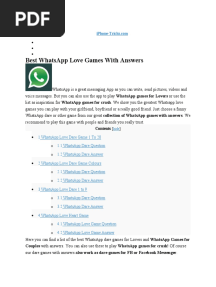 Best Whatsapp Love Games With Answers: O O O O O O O O