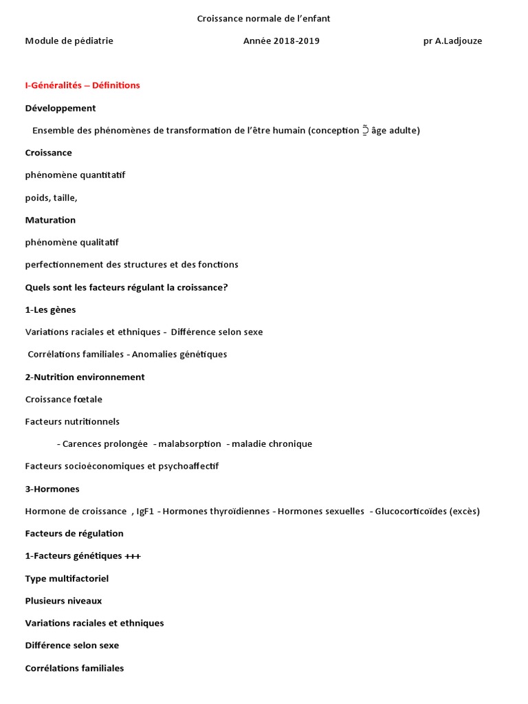 Facteurs de Croissance de l'Enfant | PDF | Puberté | Système endocrinien