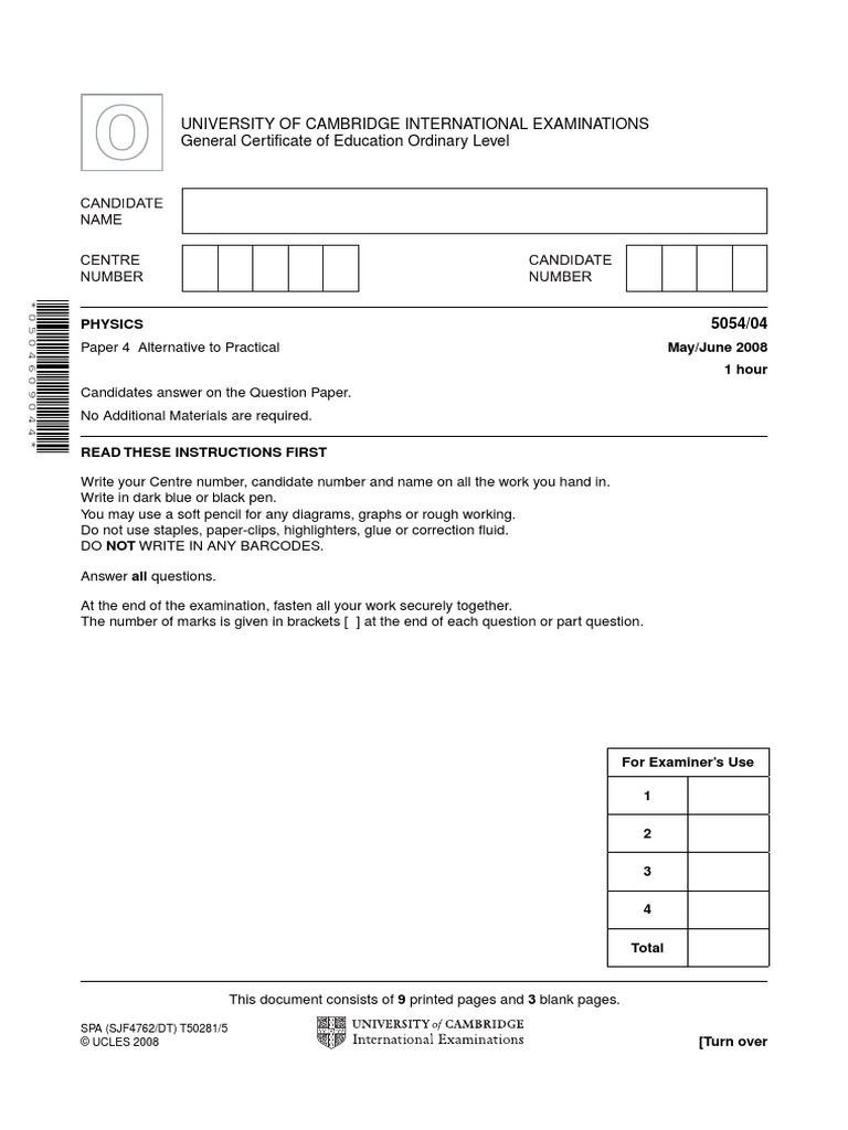 University of Cambridge International Examinations General Certificate ...