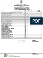 Grade 9 Mathematics Grading Sheet