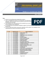 Master's in Architectural Design: Provisional Short List