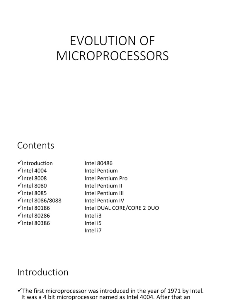 The Evolution of Microprocessors: From the Intel 4004 to Modern Multi ...