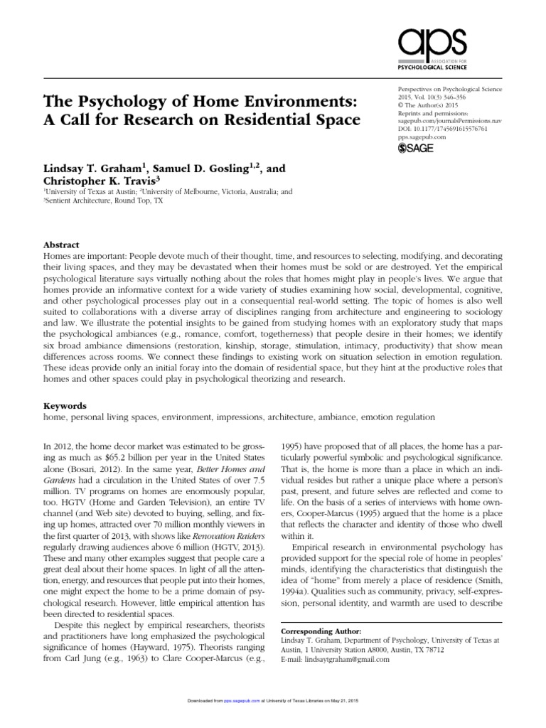 The Psychology of Home Environment | PDF | Psychology | Emotions