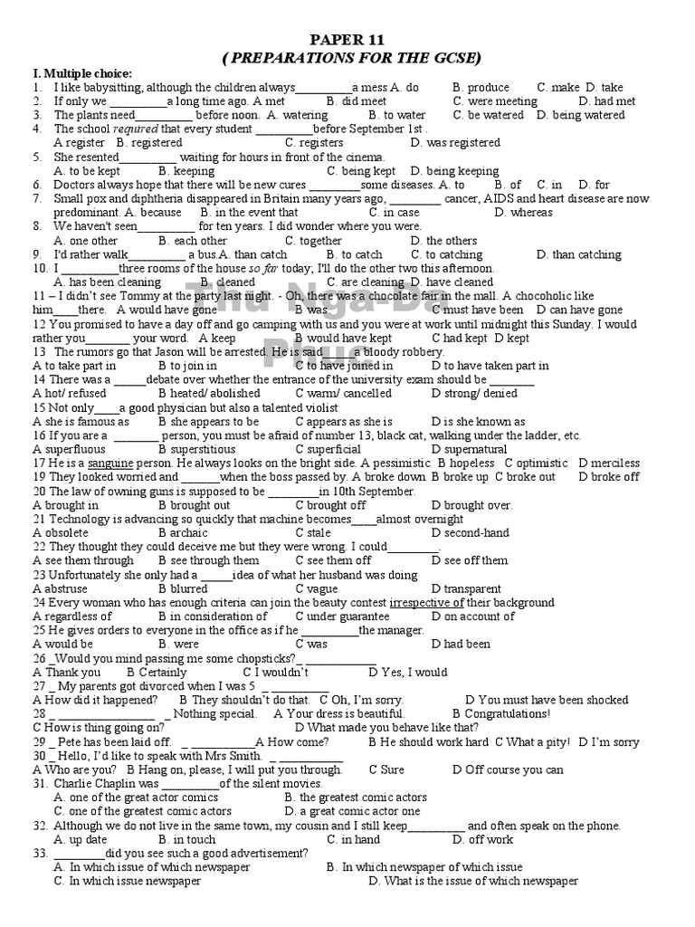 Preparing for the GCSE A Comprehensive Review of Key Grammar Concepts