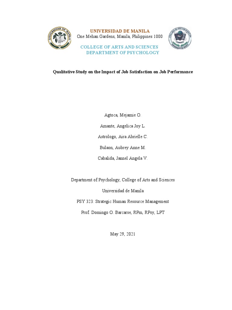 Qualitative Study On The Impact of Job Satisfaction On Job Performance ...