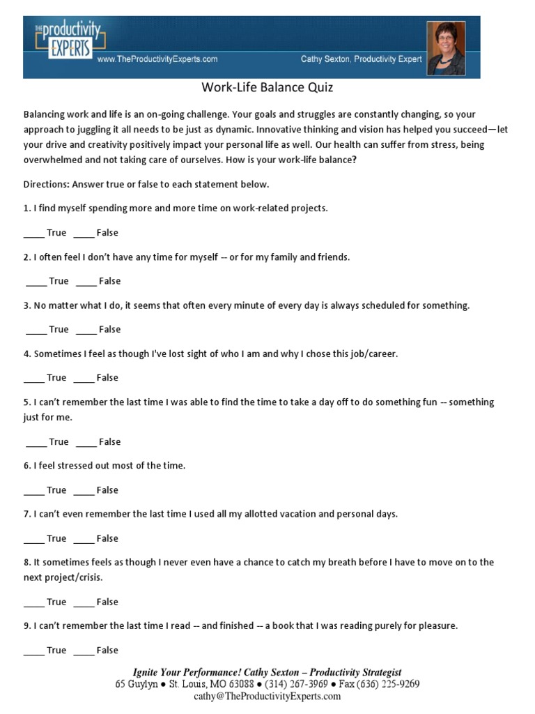 Work-Life Balance Assessment Tools | PDF | Self-Improvement | Lifestyle