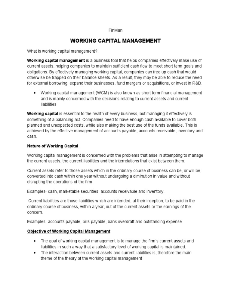 Working Capital Management Overview | PDF | Working Capital | Market ...