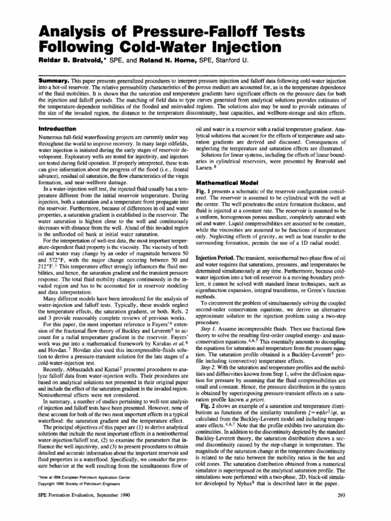 Analysis of Pressure-Falloff Tests Following Cold-Water Injection | PDF ...