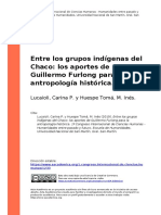 Lucaioli, Carina P. y Huespe Toma, M. (..) (2019). Entre Los Grupos Indigenas Del Chaco Los Aportes de Guillermo Furlong Para La Antropo (..)