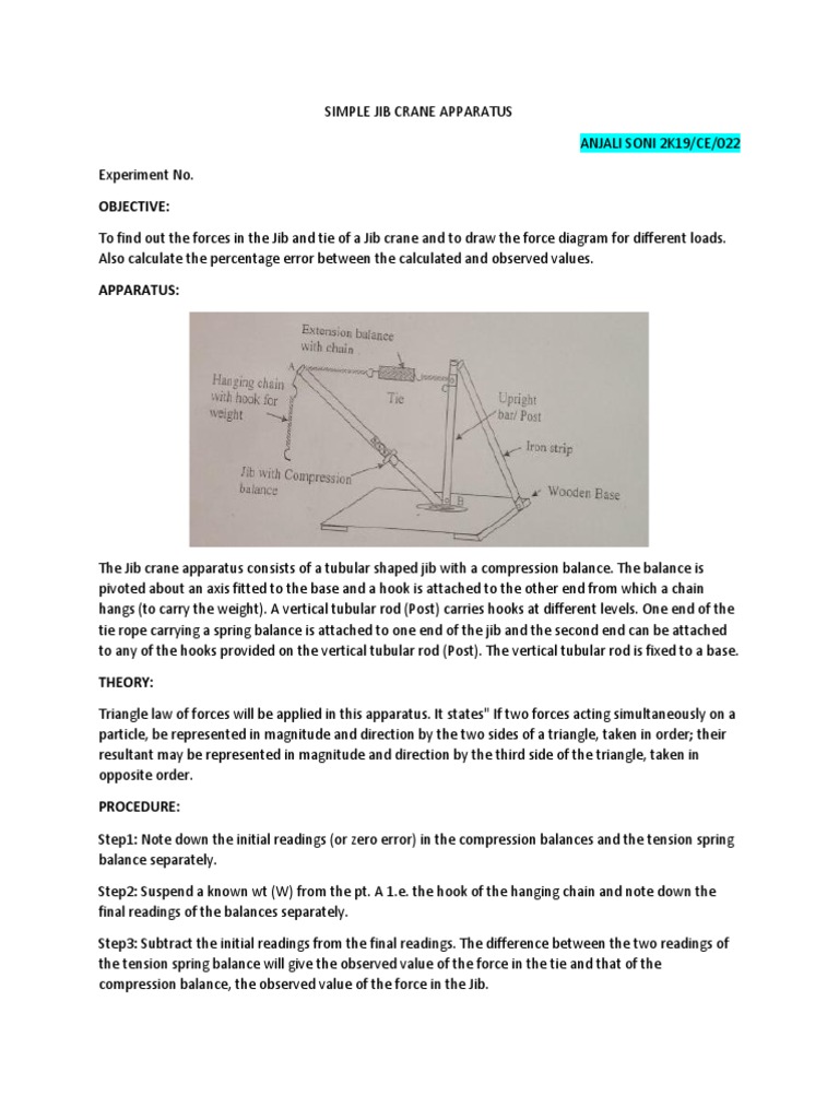 Simple Jib Crane Apparatus Download Free PDF Force Sine