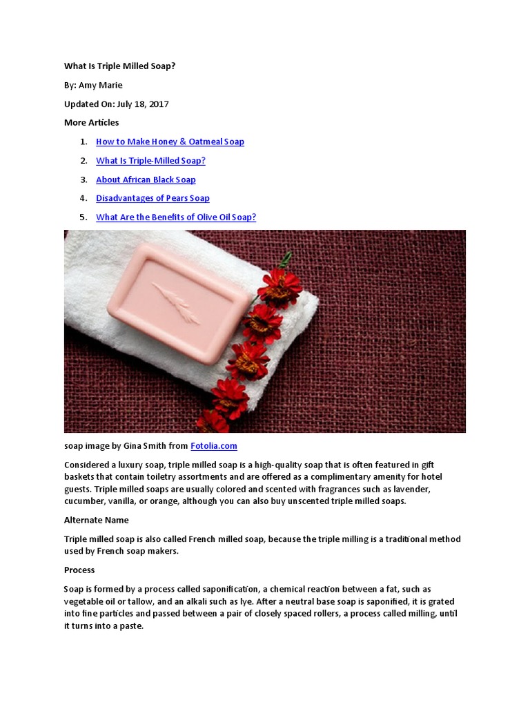 What Is Triple Milled Soap PDF Soap Whole Grain