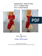 1950's Inspired Dress, Stole & Purse For 12" Fashion Dolls Free Crochet Pattern