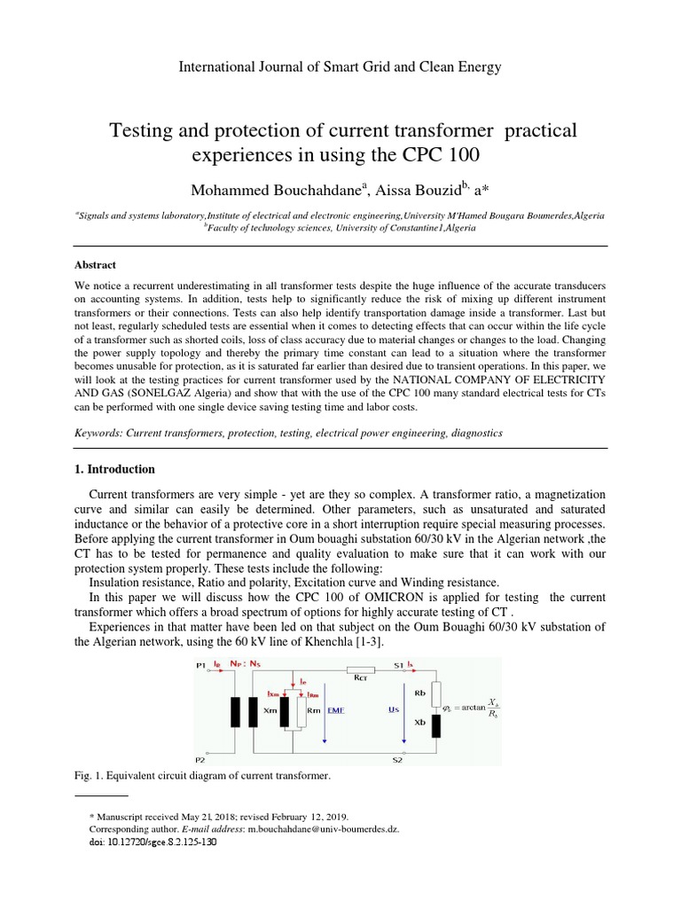 Testing and Protection of Current Transformer Practical Experiences in ...