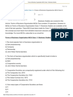 Forms of Business Organisation MCQ Class 11 Business Studies