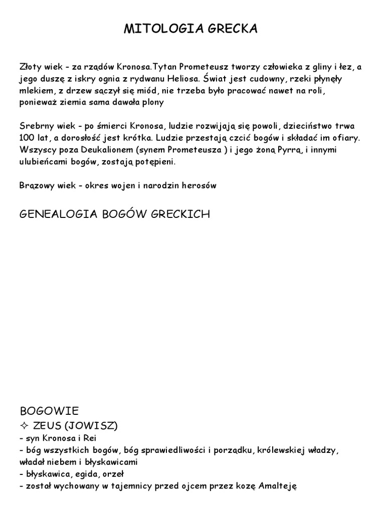 Sprawdzian Z Mitologii Klasa 1 Technikum