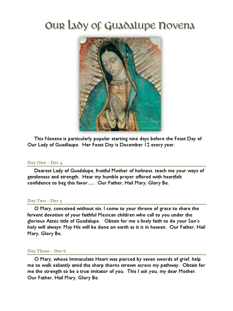 Our Lady of Guadalupe Novena | PDF | Mary, Mother Of Jesus | Lord's Prayer