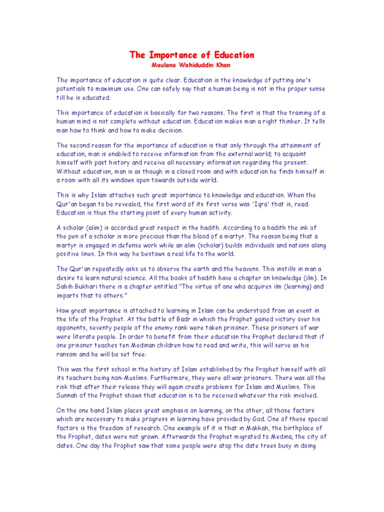 The Importance of Education | PDF